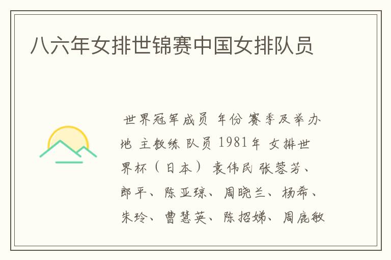 八六年女排世锦赛中国女排队员