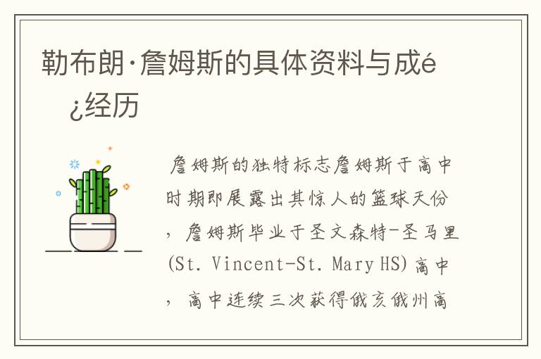 勒布朗·詹姆斯的具体资料与成长经历