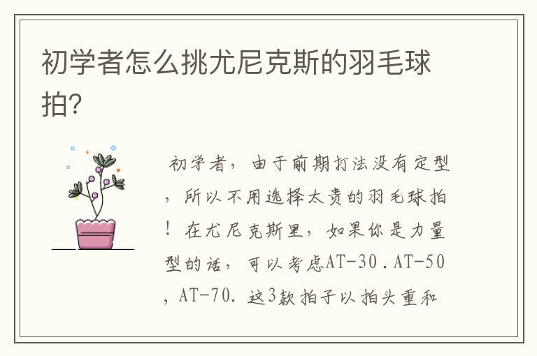 初学者怎么挑尤尼克斯的羽毛球拍?