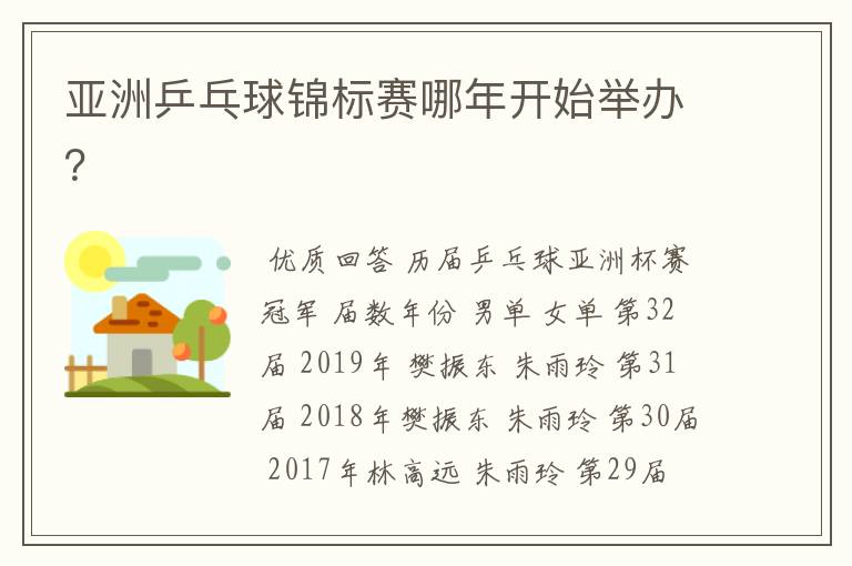 亚洲乒乓球锦标赛哪年开始举办?