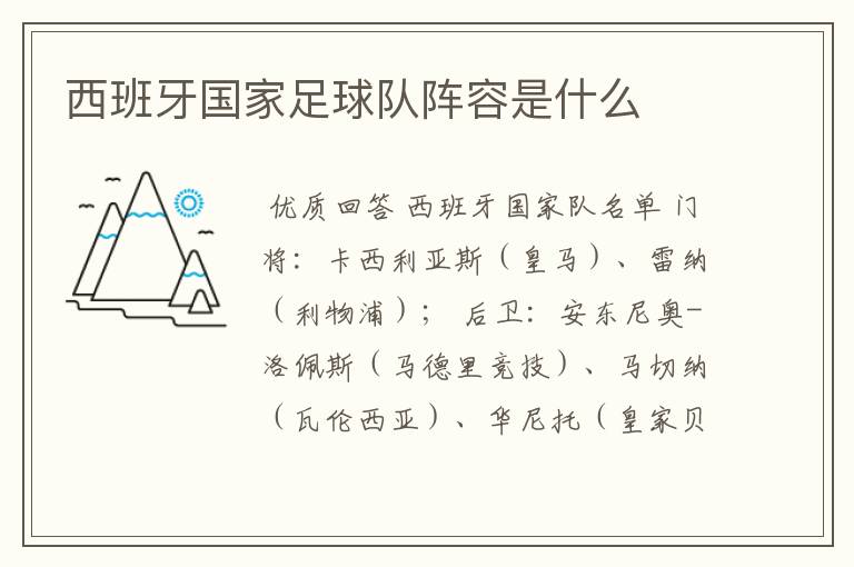 西班牙国家足球队阵容是什么