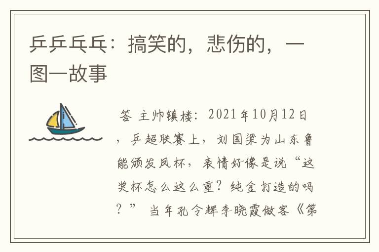 乒乒乓乓:搞笑的,悲伤的,一图一故事