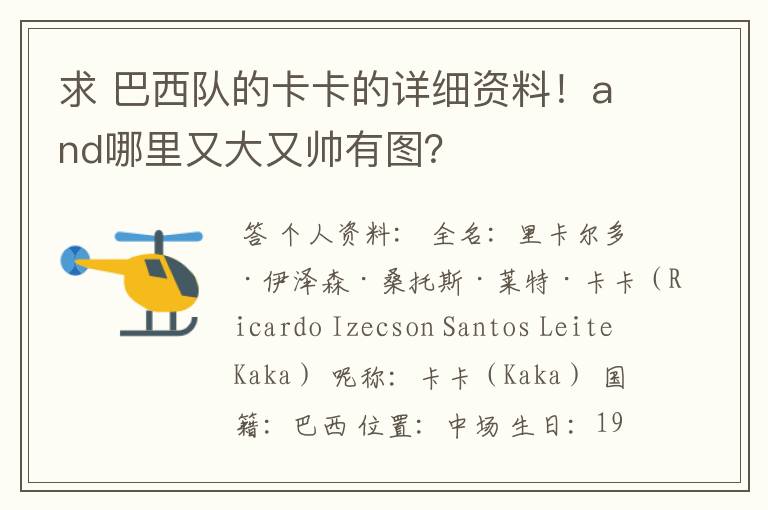 求 巴西队的卡卡的详细资料!and哪里又大又帅有图?