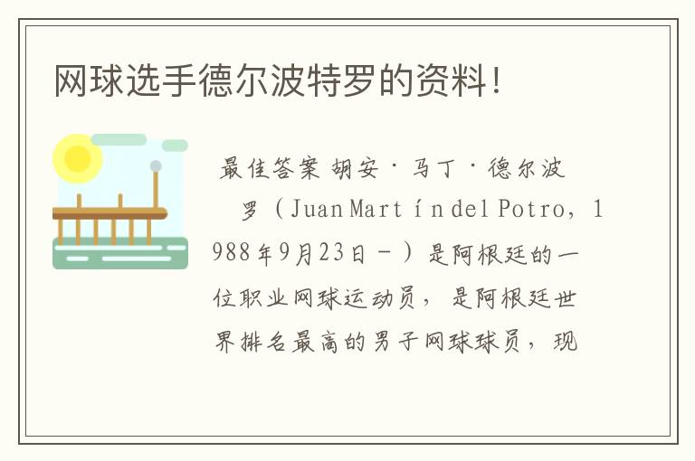 网球选手德尔波特罗的资料!
