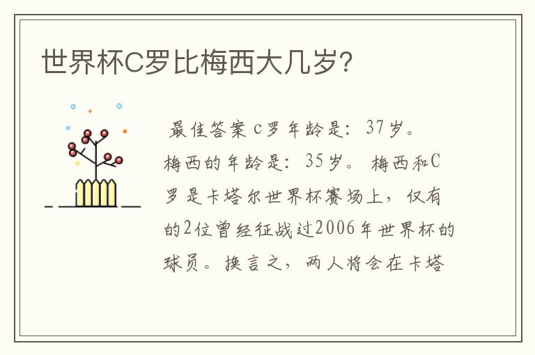 世界杯C罗比梅西大几岁?