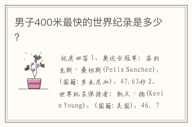 男子400米最快的世界纪录是多少?
