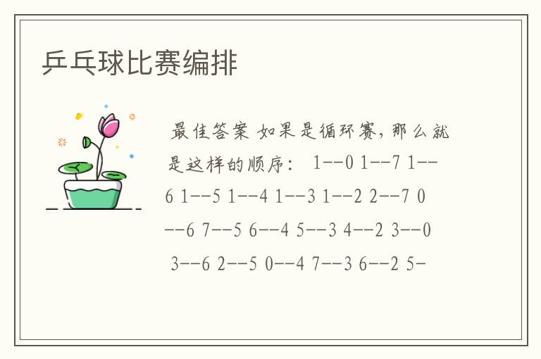 乒乓球比赛编排