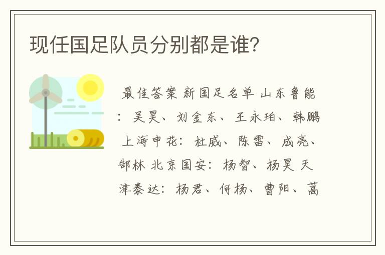 现任国足队员分别都是谁?