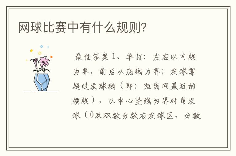 网球比赛中有什么规则?
