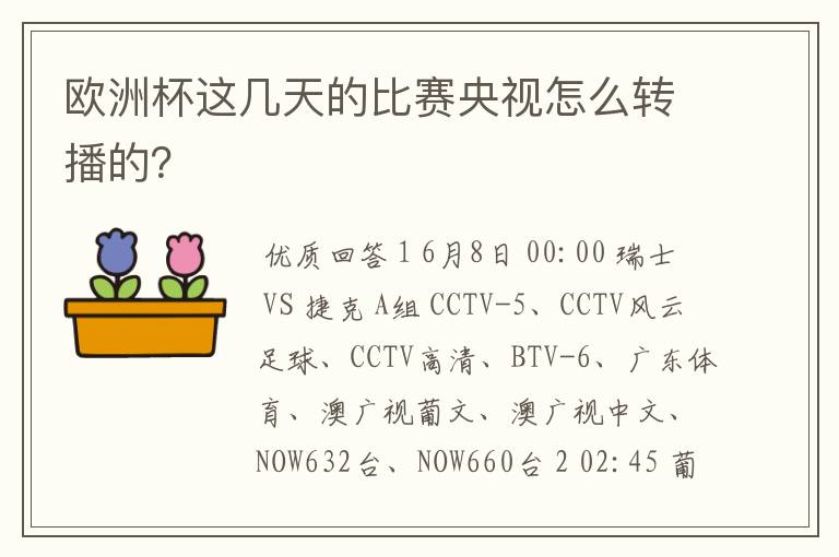 欧洲杯这几天的比赛央视怎么转播的?