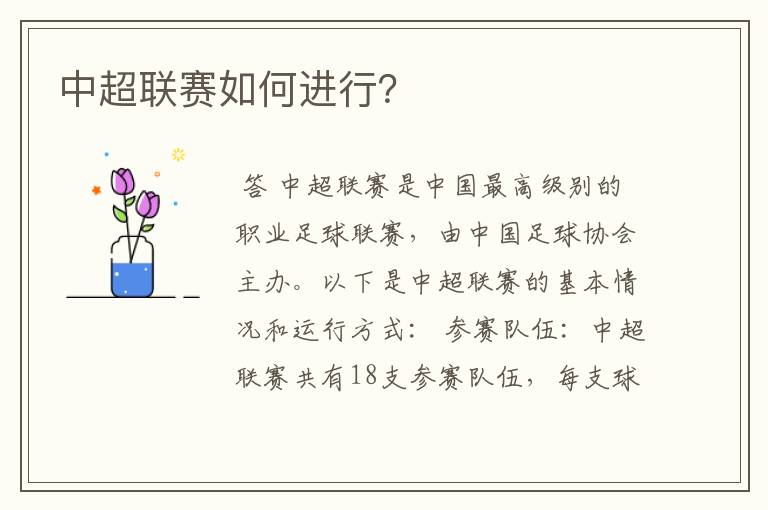 中超联赛如何进行?