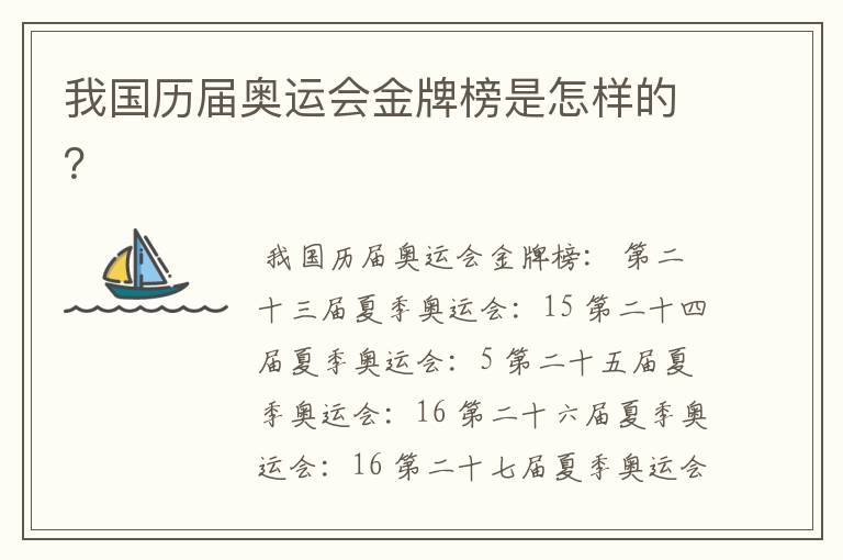 我国历届奥运会金牌榜是怎样的?