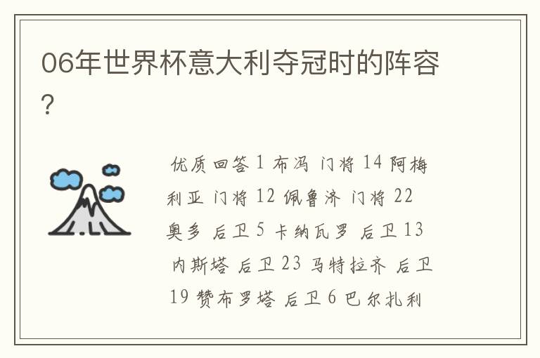 06年世界杯意大利夺冠时的阵容?