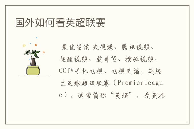 国外如何看英超联赛