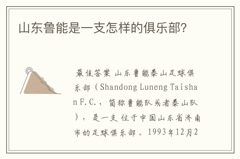 山东鲁能是一支怎样的俱乐部?