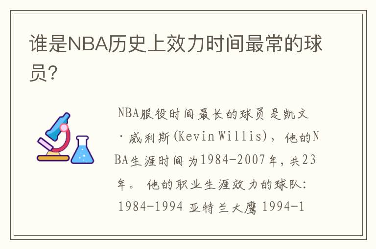 谁是NBA历史上效力时间最常的球员?