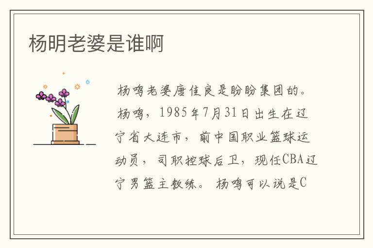 杨明老婆是谁啊