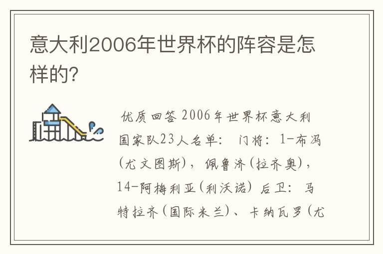 意大利2006年世界杯的阵容是怎样的?