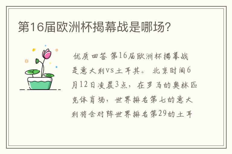 第16届欧洲杯揭幕战是哪场?