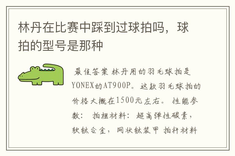 林丹在比赛中踩到过球拍吗,球拍的型号是那种