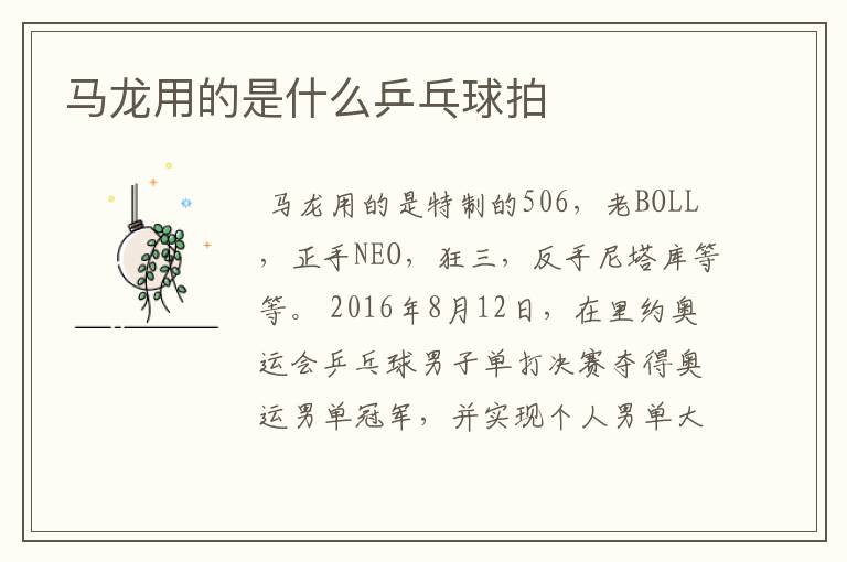 马龙用的是什么乒乓球拍