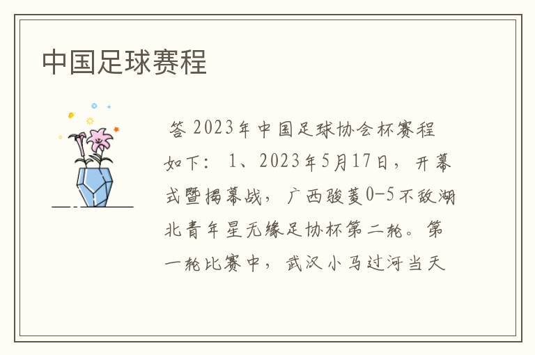 中国足球赛程