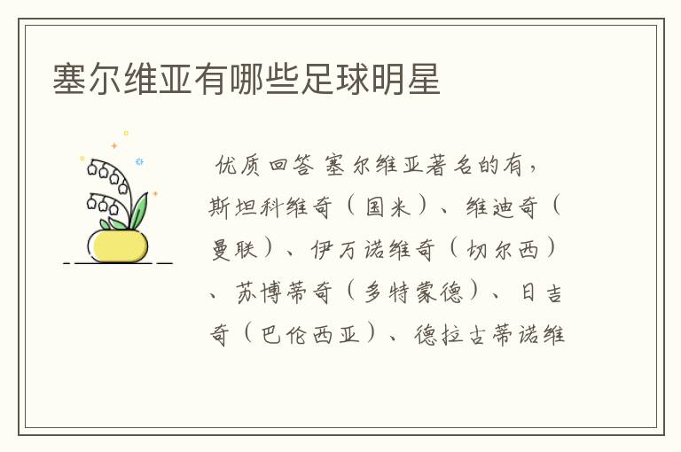 塞尔维亚有哪些足球明星