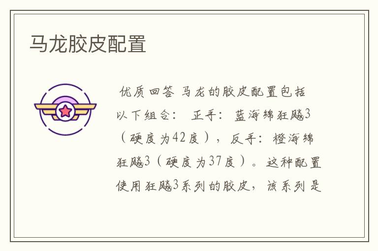 马龙胶皮配置