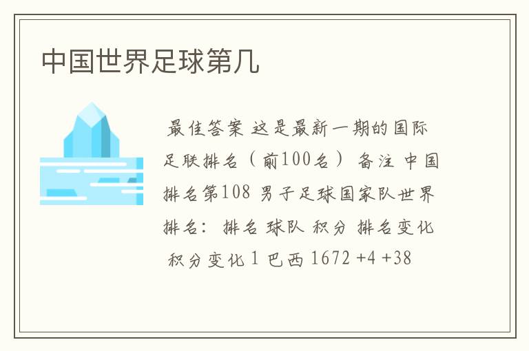 中国世界足球第几