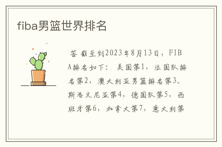 fiba男篮世界排名