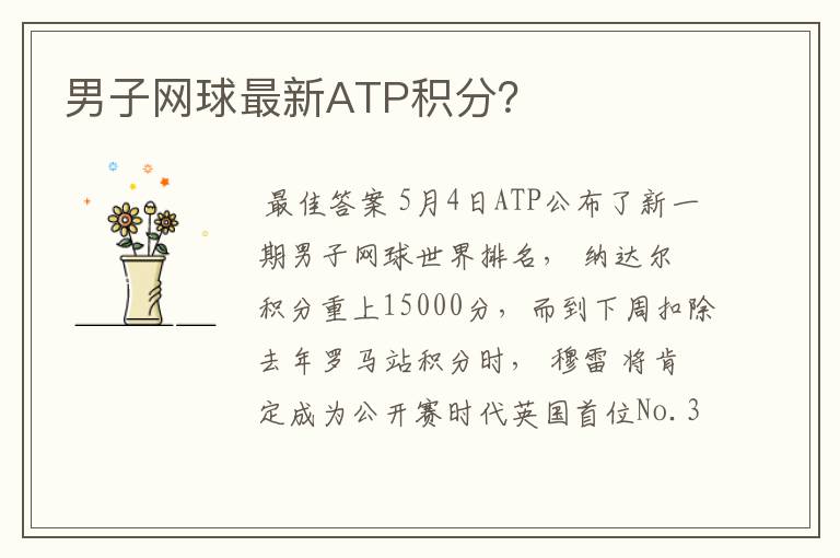男子网球最新ATP积分?