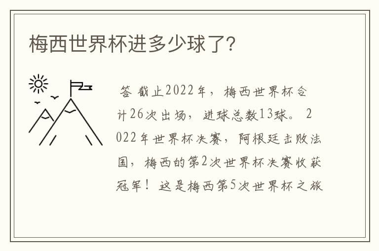 梅西世界杯进多少球了?