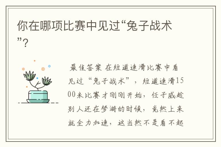 你在哪项比赛中见过“兔子战术”?
