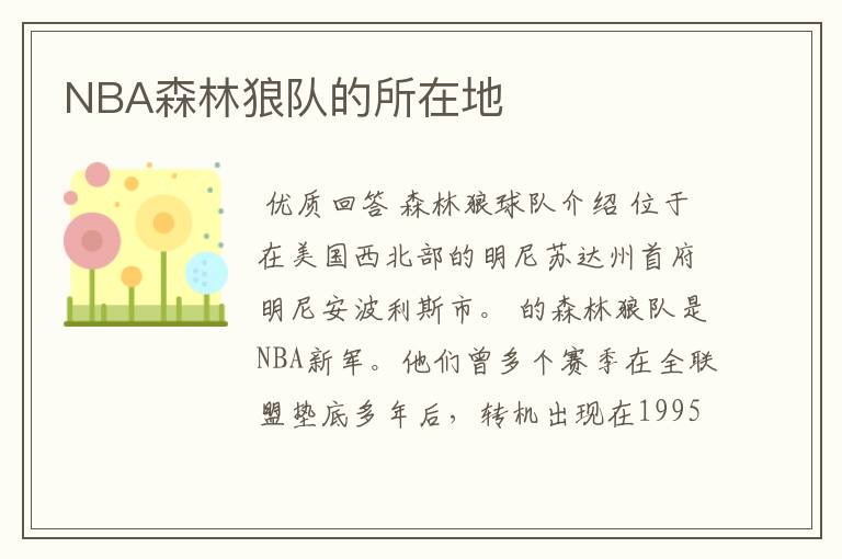 NBA森林狼队的所在地