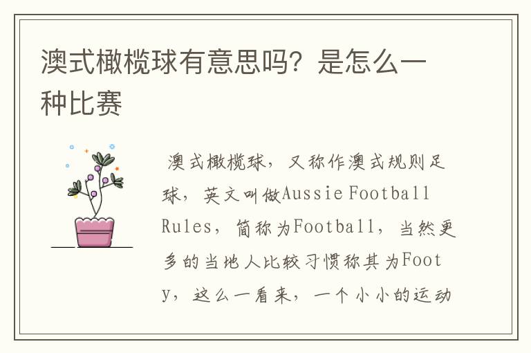 澳式橄榄球有意思吗?是怎么一种比赛