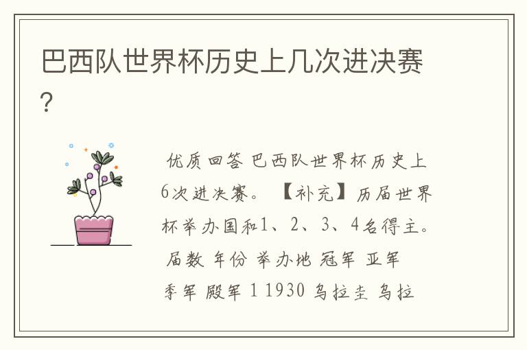 巴西队世界杯历史上几次进决赛?