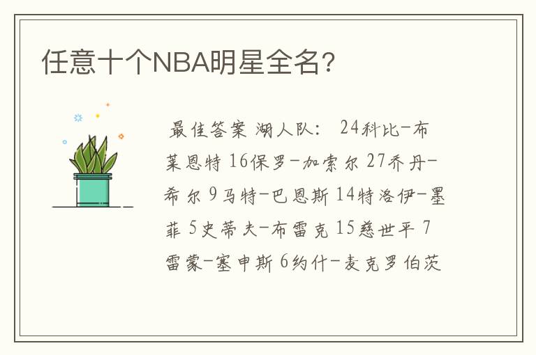 任意十个NBA明星全名?