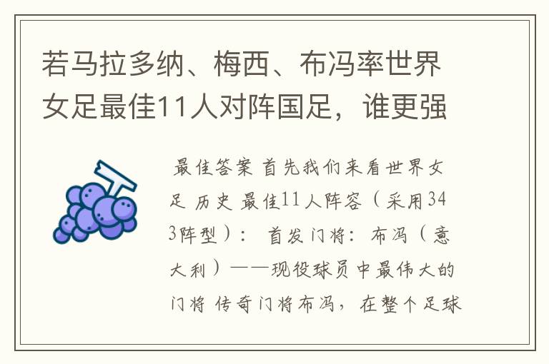 若马拉多纳、梅西、布冯率世界女足最佳11人对阵国足,谁更强?
