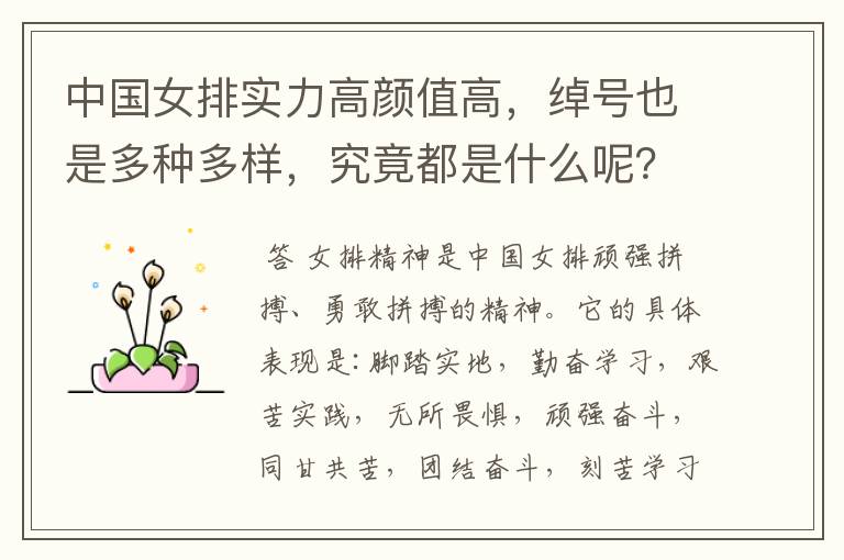中国女排实力高颜值高,绰号也是多种多样,究竟都是什么呢?