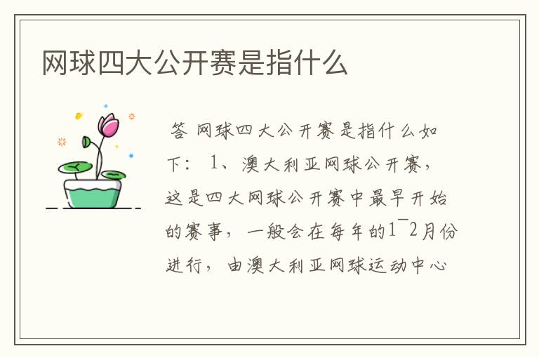 网球四大公开赛是指什么