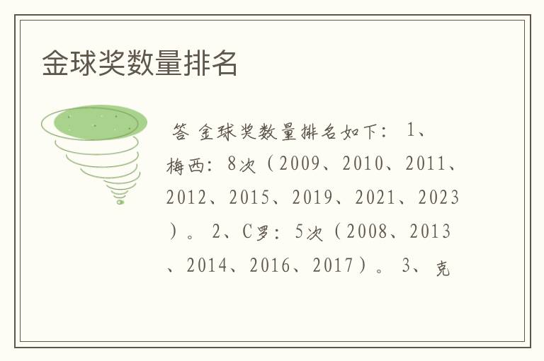 金球奖数量排名