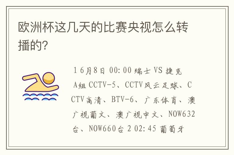 欧洲杯这几天的比赛央视怎么转播的？