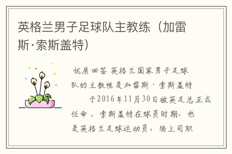 英格兰男子足球队主教练(加雷斯·索斯盖特)