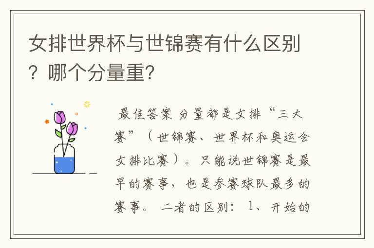 女排世界杯与世锦赛有什么区别?哪个分量重?