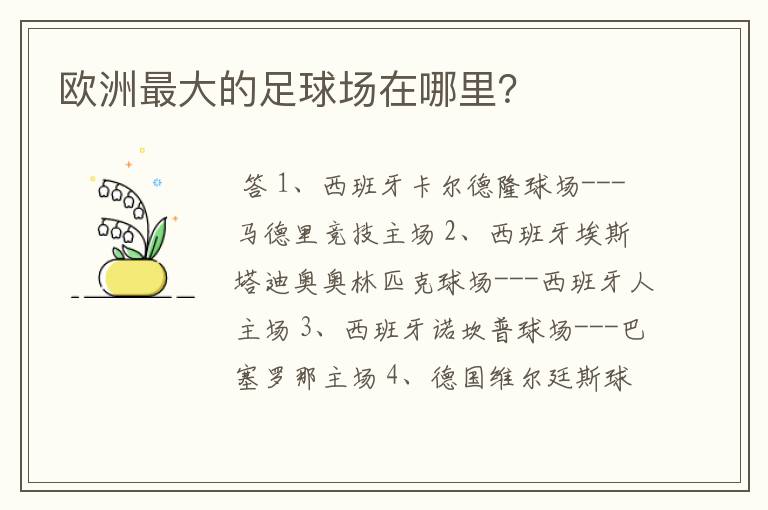 欧洲最大的足球场在哪里？
