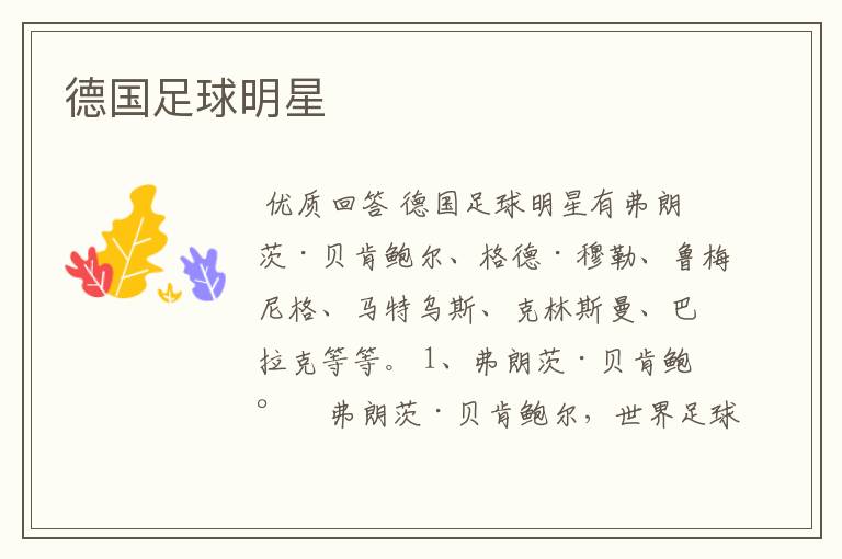 德国足球明星