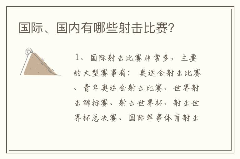国际、国内有哪些射击比赛?