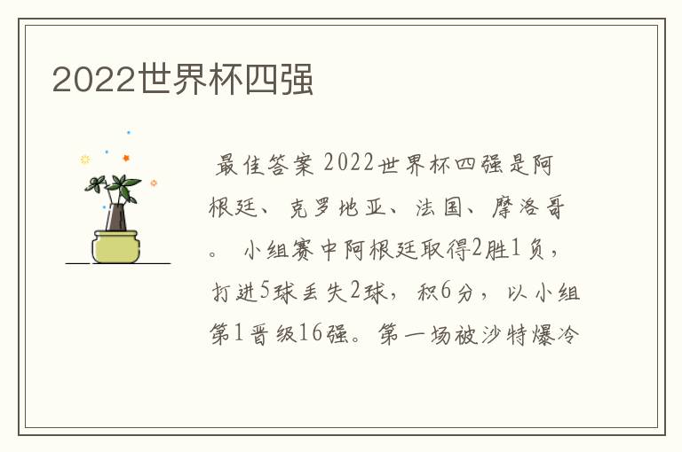 2022世界杯四强