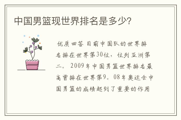 中国男篮现世界排名是多少?