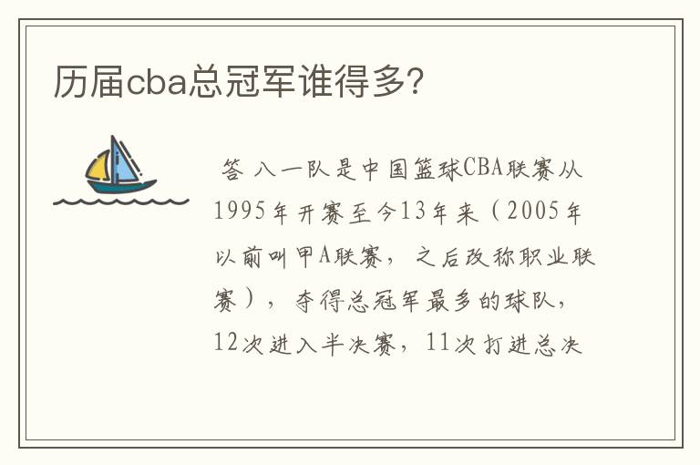 历届cba总冠军谁得多?
